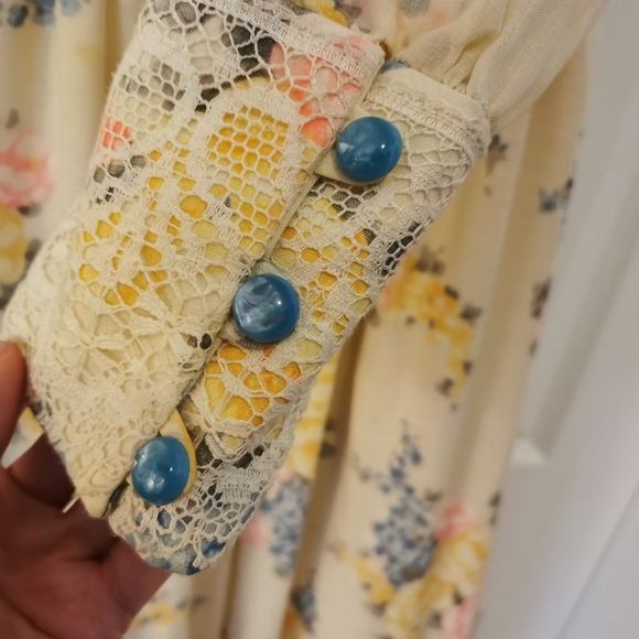 70's handmade Prairie Style Floral Dress Vintage - Picture 3 of 5